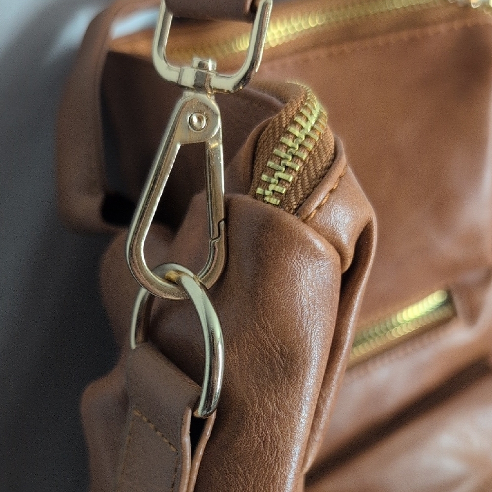 Modern+Chic Brown Backpack/Purse with Colorful Reversible/Removable Strap - Picture 3 of 12